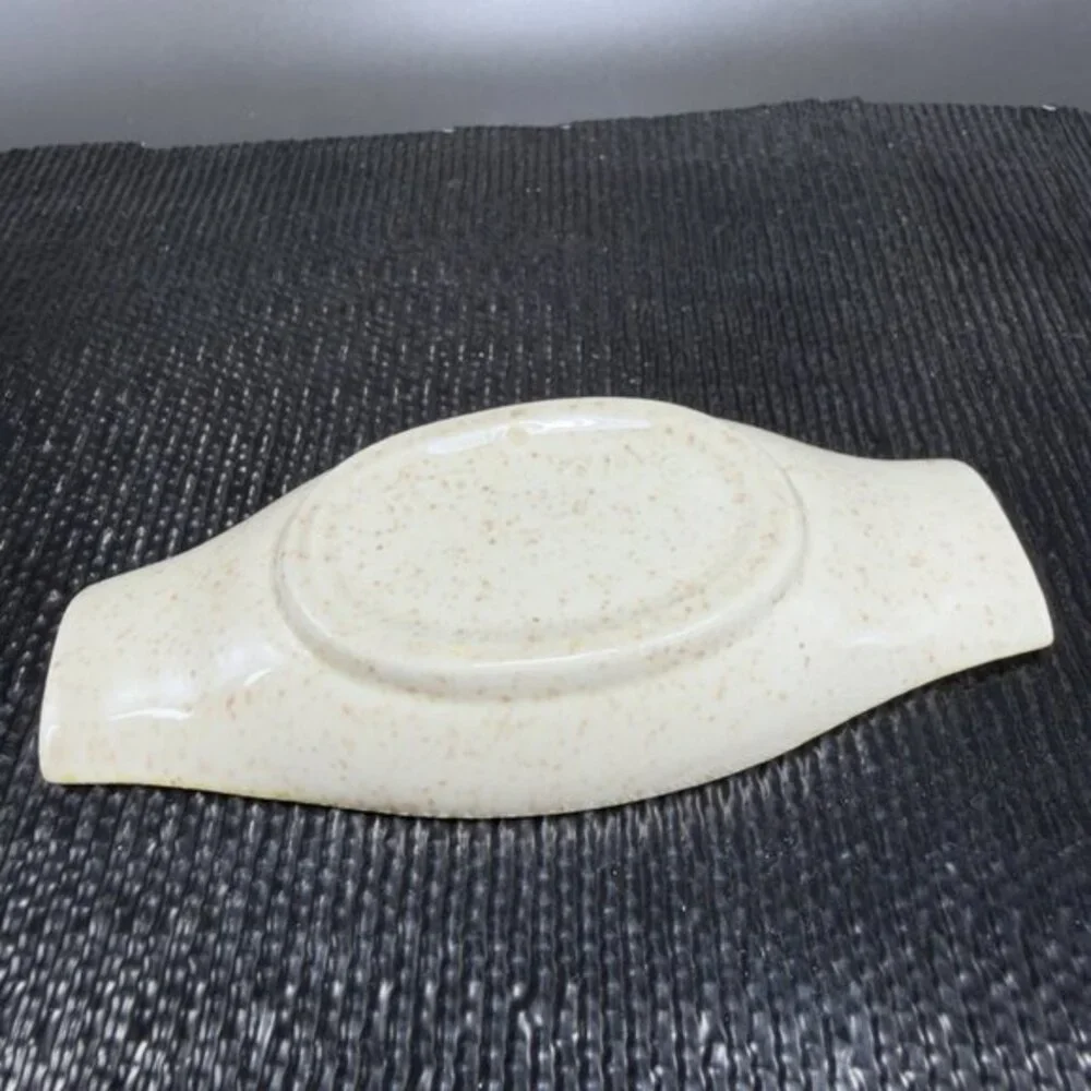 Red Wing Pottery Yellow Speckled Glaze Ashtray Long Dish Tray USA Marked 4.5inch